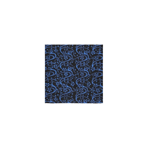 Vintage Swirl Floral Blue Black Square Towel 13“x13”
