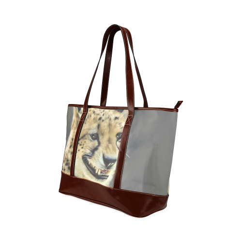 Painting  Grinning Cheetah Portrait Tote Handbag (Model 1642)