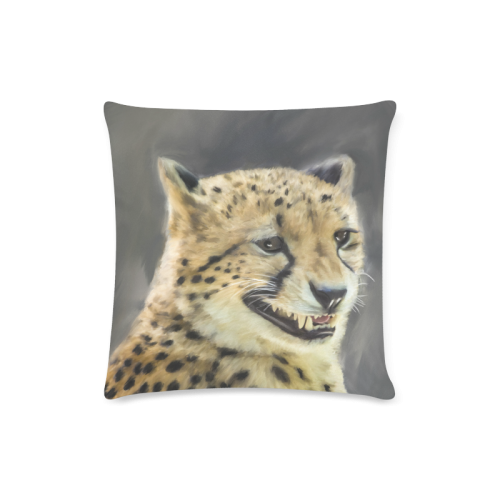 Painting  Grinning Cheetah Portrait Custom Zippered Pillow Case 16"x16" (one side)