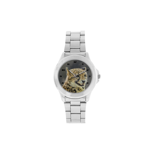 Painting  Grinning Cheetah Portrait Unisex Stainless Steel Watch(Model 103)