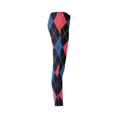 ARGYLE RED AND BLUE Cassandra Women's Leggings (Model L01)