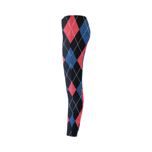 ARGYLE RED AND BLUE Cassandra Women's Leggings (Model L01)