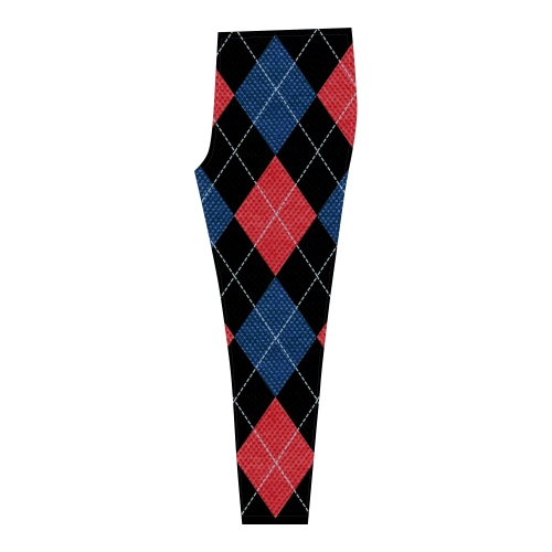 ARGYLE RED AND BLUE Cassandra Women's Leggings (Model L01)