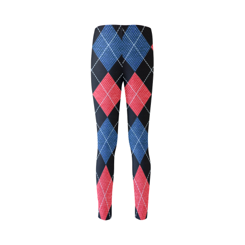 ARGYLE RED AND BLUE Cassandra Women's Leggings (Model L01)