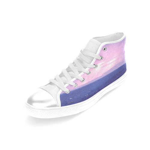 Purple Rain Women's Classic High Top Canvas Shoes (Model 017)