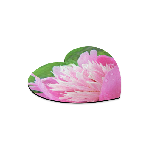 Wet Peony Heart-shaped Mousepad