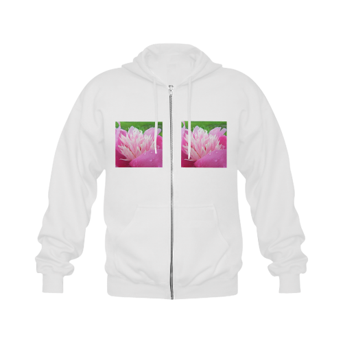 Wet Peony Gildan Full Zip Hooded Sweatshirt (Model H02)