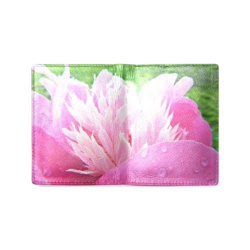 Wet Peony Men's Leather Wallet (Model 1612)