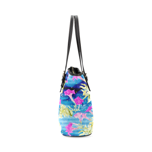 Floral Dream Leather Tote Bag/Small (Model 1640)