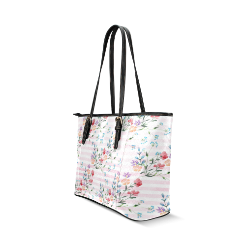 Delicate Wildflowers Leather Tote Bag/Small (Model 1640)