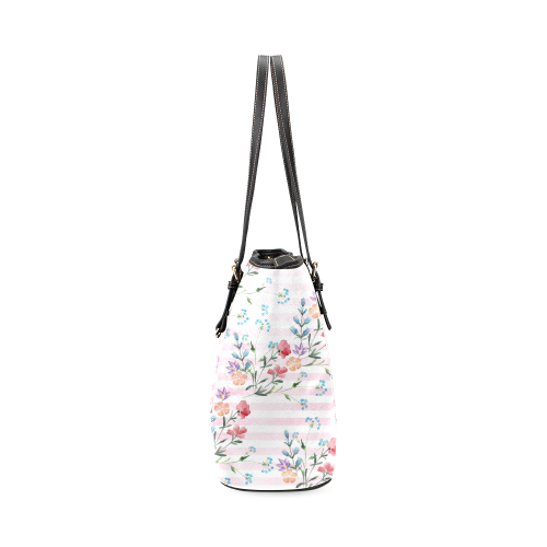 Delicate Wildflowers Leather Tote Bag/Small (Model 1640)