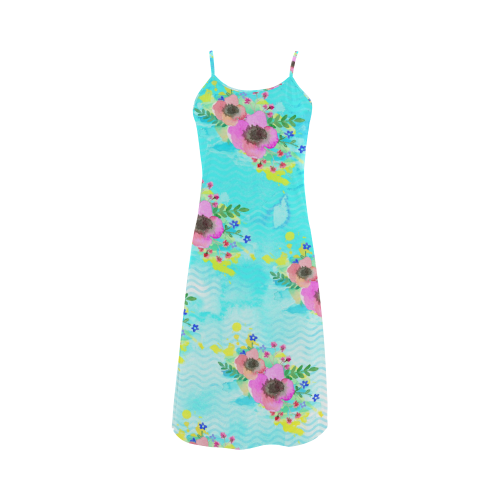 Watercolor Bouquet Alcestis Slip Dress (Model D05)