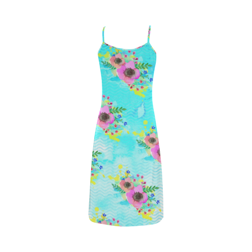 Watercolor Bouquet Alcestis Slip Dress (Model D05)