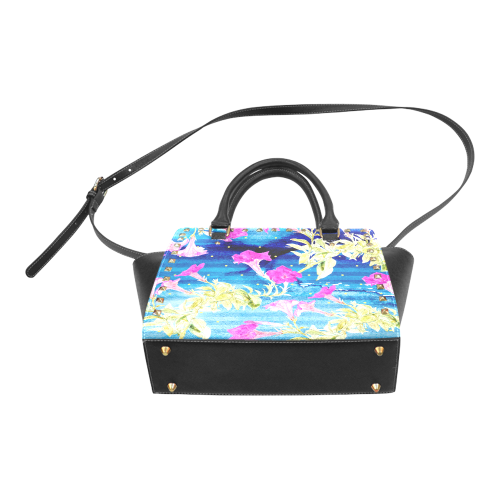 Floral Dream Rivet Shoulder Handbag (Model 1645)