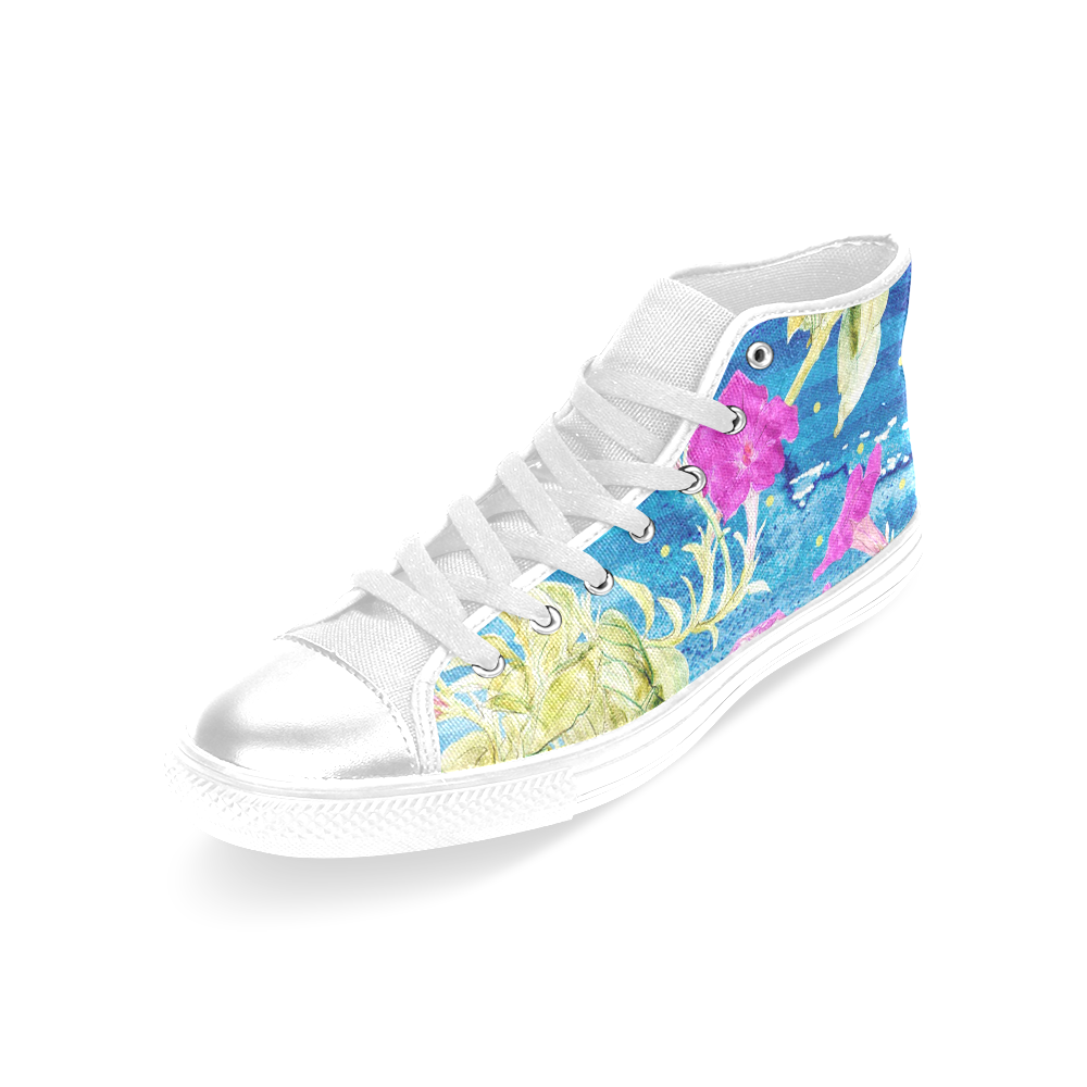Floral Dream Women's Classic High Top Canvas Shoes (Model 017) ID