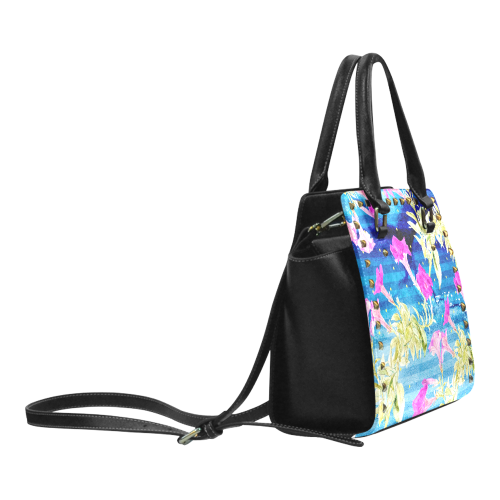 Floral Dream Rivet Shoulder Handbag (Model 1645)