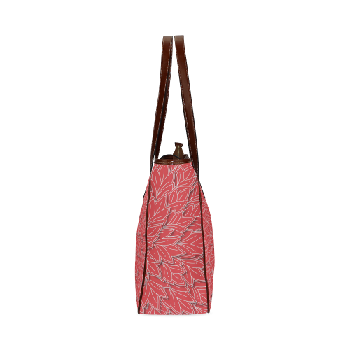 floating leaf pattern poppy red white Classic Tote Bag (Model 1644)