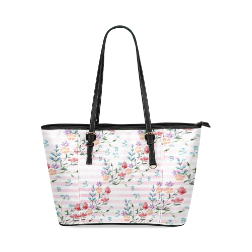 Delicate Wildflowers Leather Tote Bag/Small (Model 1640)