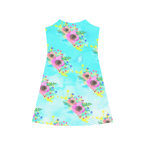 Watercolor Bouquet Alcestis Slip Dress (Model D05)