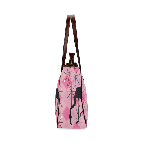 Midcentury Modern Atomic Starburst Flamingo Pink Diamond Pattern Classic Tote Bag (Model 1644)