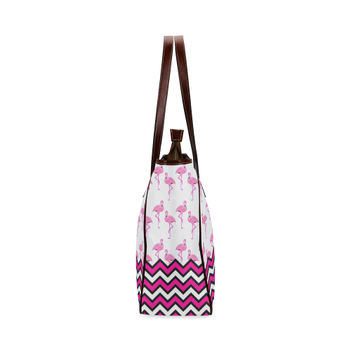 Pink Flamingo Chevron Pattern Classic Tote Bag (Model 1644)