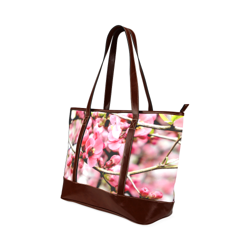 Pink Floral Tote Handbag (Model 1642)