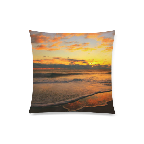 Stunning sunset on the beach Custom Zippered Pillow Case 20"x20"(Twin Sides)