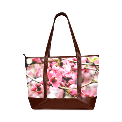 Pink Floral Tote Handbag (Model 1642)