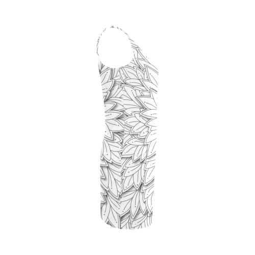 floating leaf pattern black white Medea Vest Dress (Model D06)