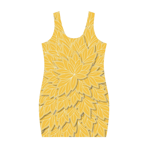floating leaf pattern sunny yellow white Medea Vest Dress (Model D06)