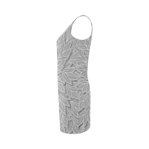 floating leaf pattern grey white nature Medea Vest Dress (Model D06)