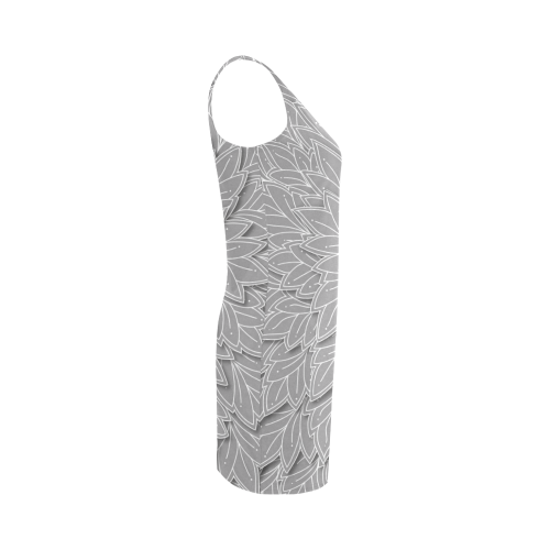 floating leaf pattern grey white nature Medea Vest Dress (Model D06)