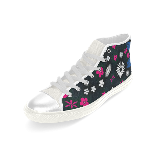 floral twist 416C Men’s Classic High Top Canvas Shoes (Model 017)