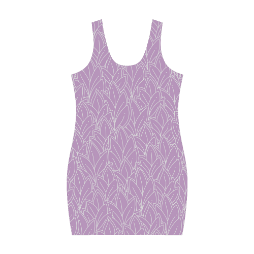 doodle leaf pattern purple lilac white Medea Vest Dress (Model D06)