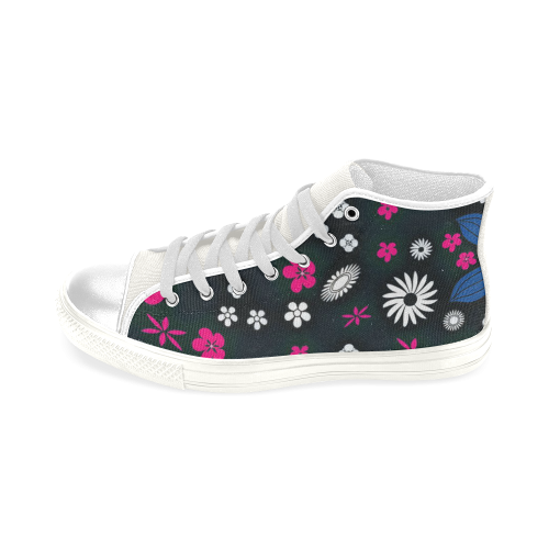 floral twist 416C Men’s Classic High Top Canvas Shoes (Model 017)