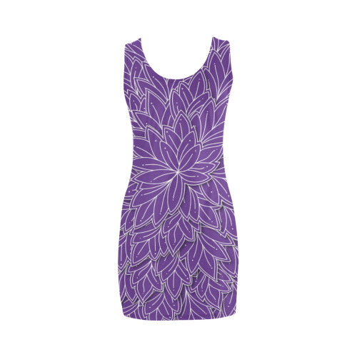 floating leaf pattern royal purple white Medea Vest Dress (Model D06)