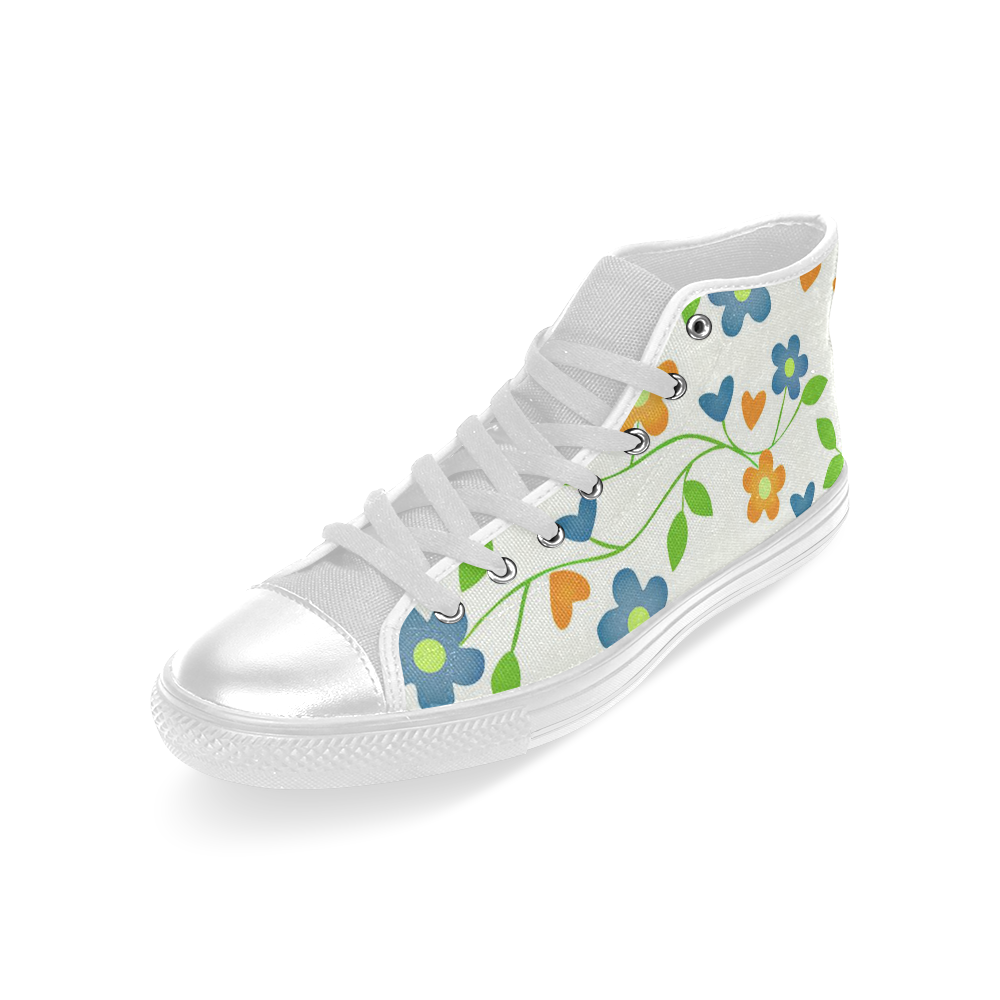 lovely floral 416C Men’s Classic High Top Canvas Shoes (Model 017) ID