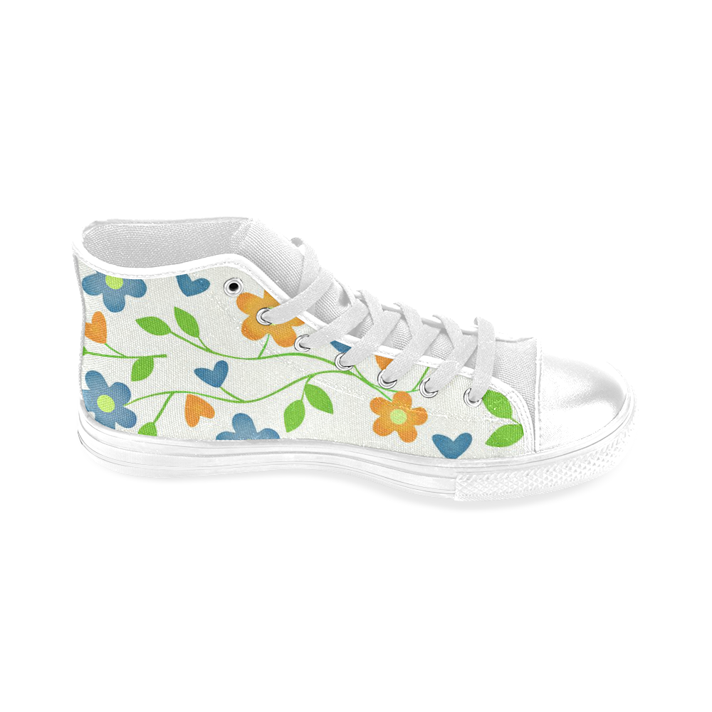lovely floral 416C Men’s Classic High Top Canvas Shoes (Model 017) ID