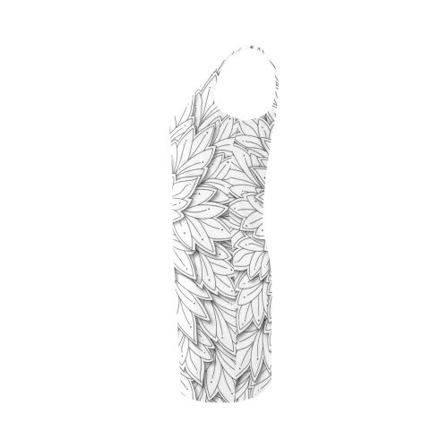 floating leaf pattern black white Medea Vest Dress (Model D06)