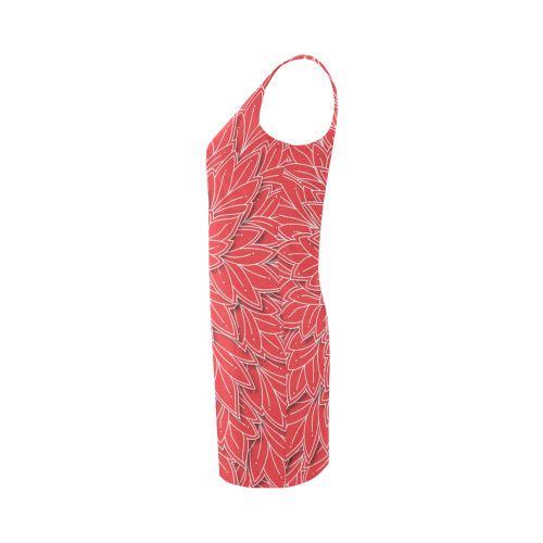 floating leaf pattern poppy red white Medea Vest Dress (Model D06)