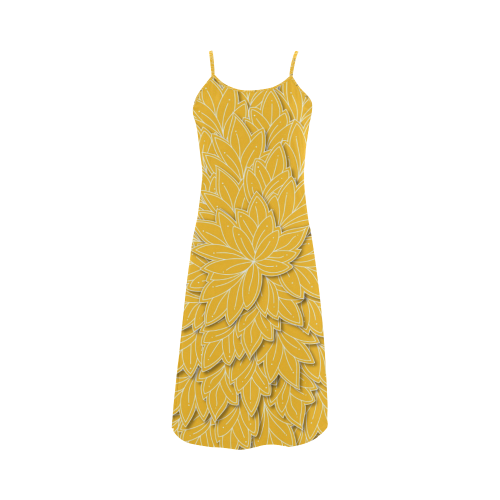 floating leaf pattern sunny yellow white Alcestis Slip Dress (Model D05)