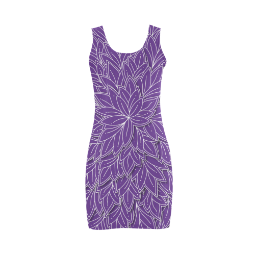 floating leaf pattern royal purple white Medea Vest Dress (Model D06)