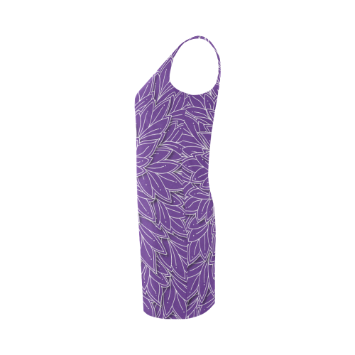 floating leaf pattern royal purple white Medea Vest Dress (Model D06)