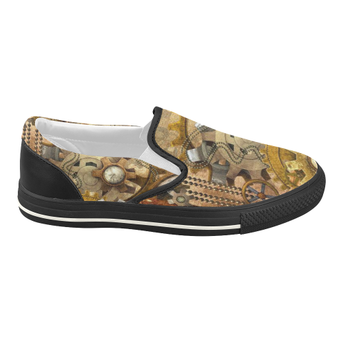 steampunk Women's Slip-on Canvas Shoes (Model 019)