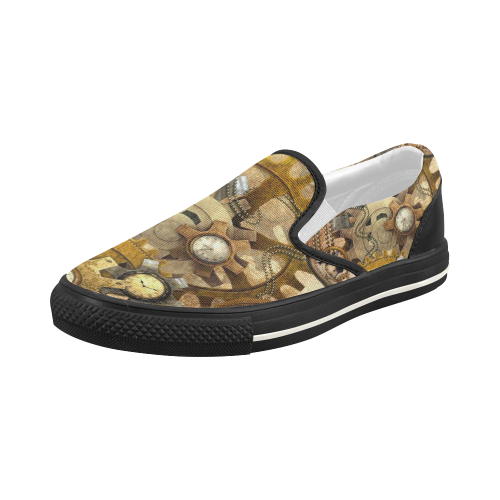 steampunk Women's Slip-on Canvas Shoes (Model 019)