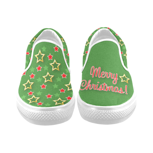 Christmas Elf Costume Women's Unusual Slip-on Canvas Shoes (Model 019)