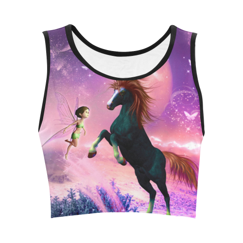 Horse with fairy Women's Crop Top (Model T42)