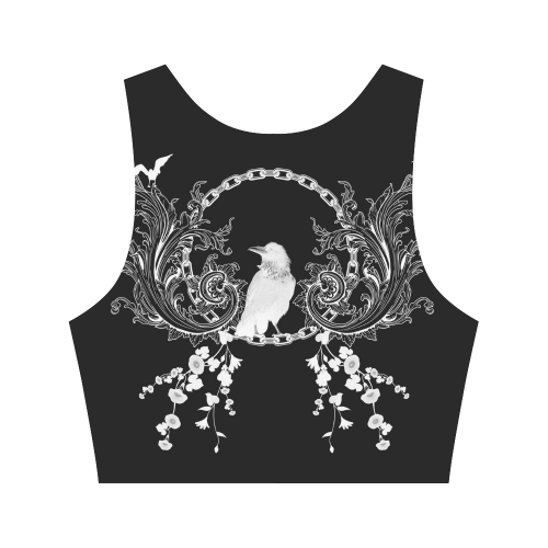 Crow in black and white Women's Crop Top (Model T42)