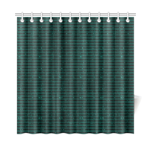 Teal Glitter Stripe Shower Curtain 72"x72"