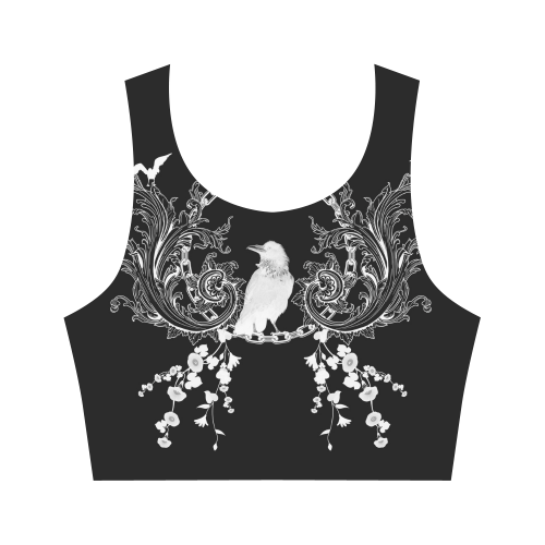 Crow in black and white Women's Crop Top (Model T42)